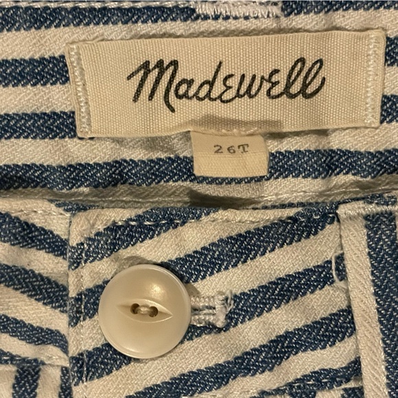 Madewell Emmett Wide-Leg Crop Jeans in Herringbone Railroad Stripe size 26T - Picture 5 of 9